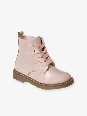 Boots lacées et zippées fille collection maternelle rose - Vertbaudet