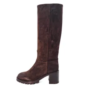 Botte femme moderne en velours marron - Sartore - Scarpe