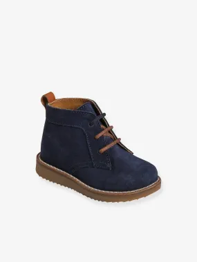 Bottines lacées cuir bébé bleu marine - Vertbaudet