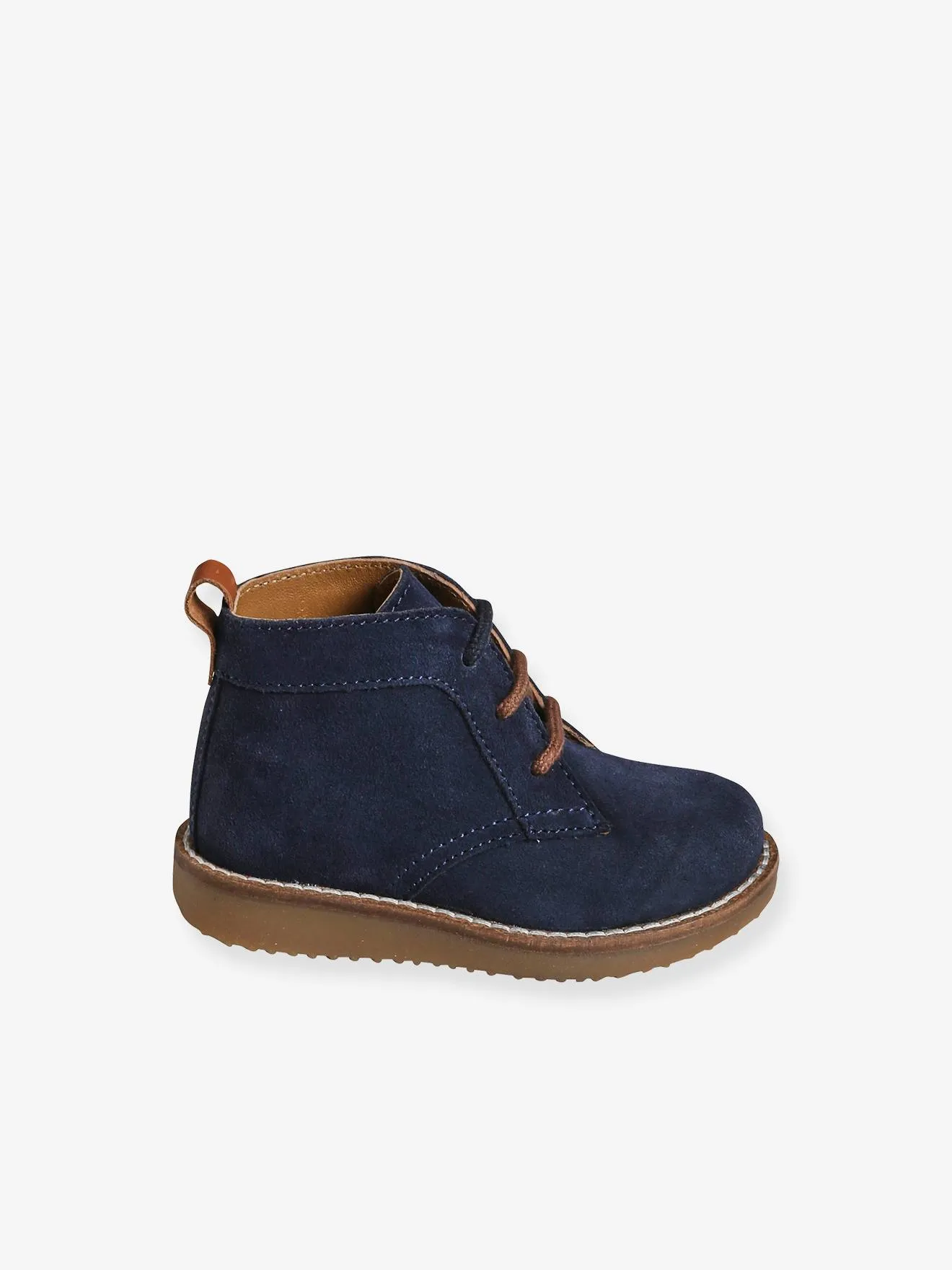 Bottines lacées cuir bébé bleu marine - Vertbaudet