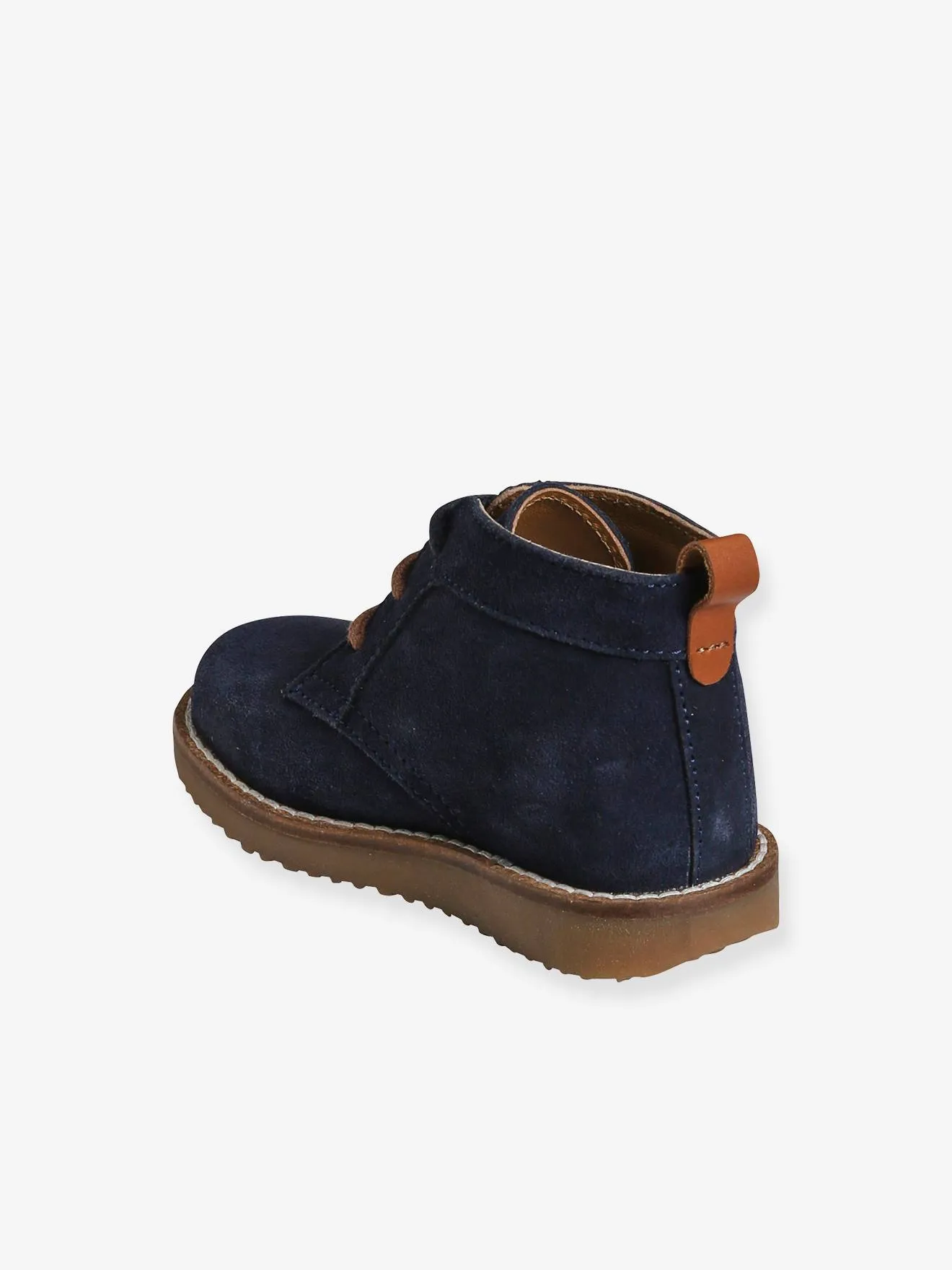 Bottines lacées cuir bébé bleu marine - Vertbaudet