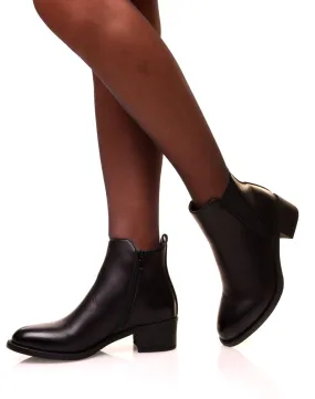 Bottines noires bi-matières à semelles crantées