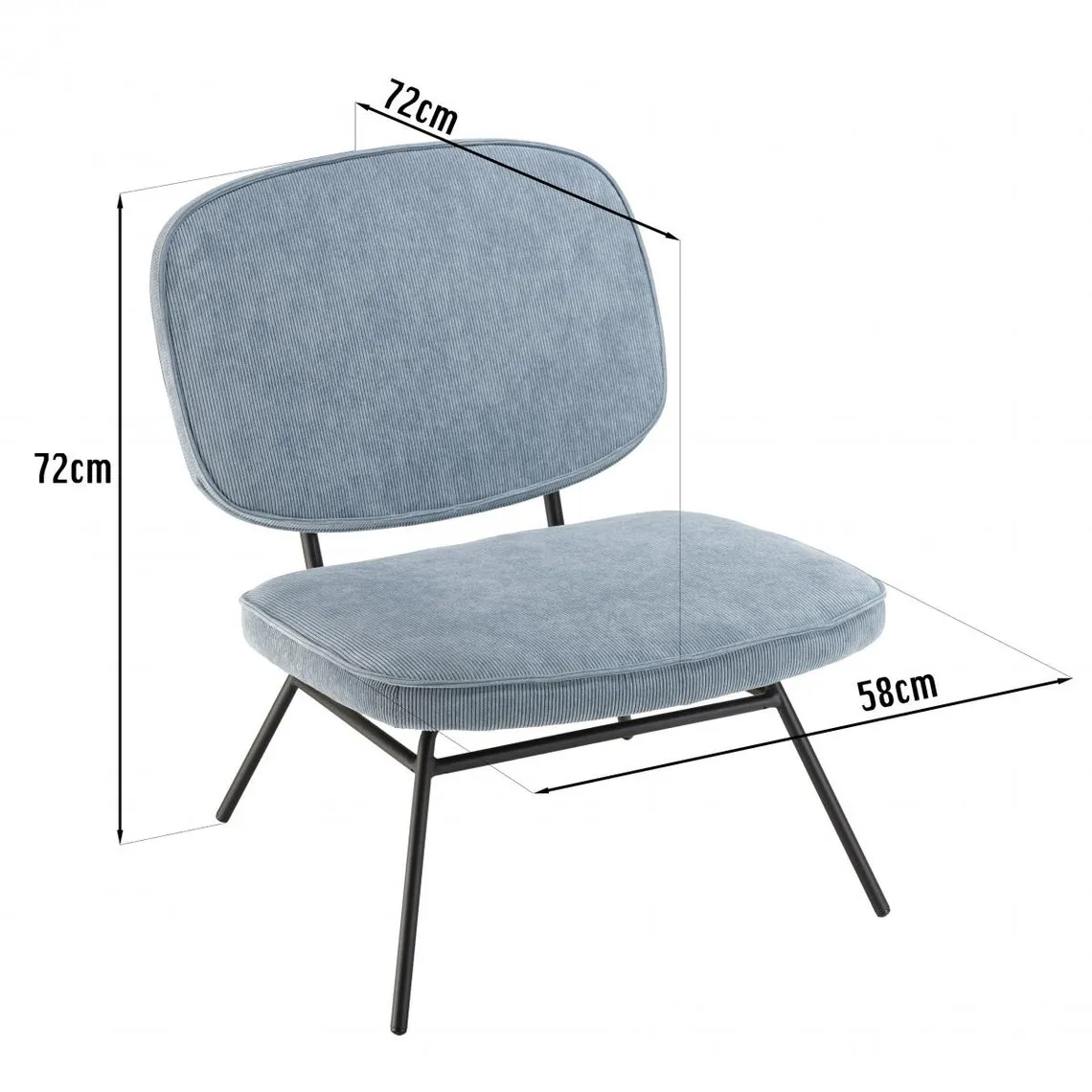 Chaise en velours côtelé bleu clair | 3 Suisses