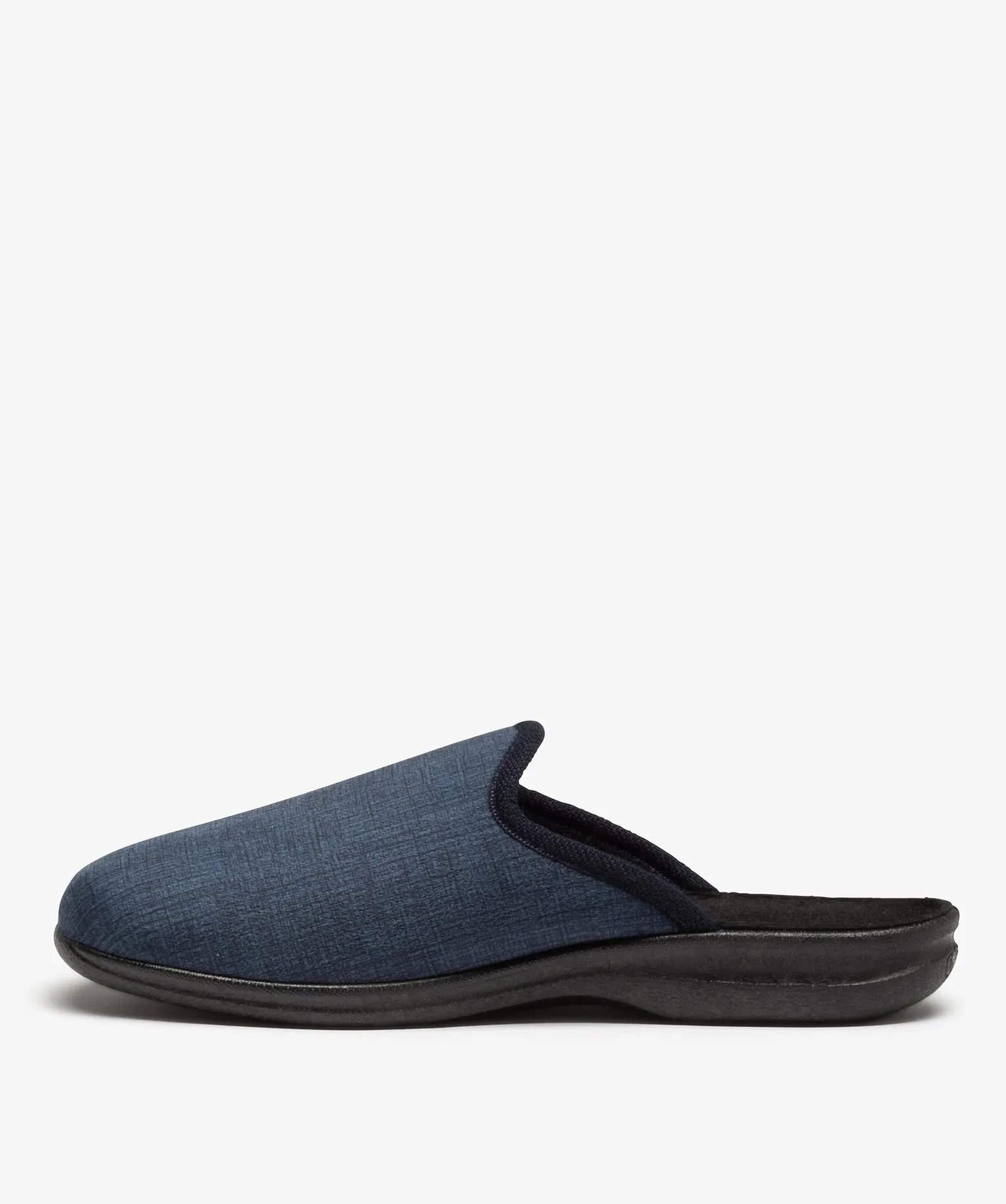 chaussons mules en velours ras avec broderie homme bleu standard