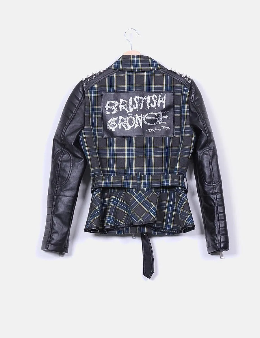 Holy Preppy Veste à carreaux avec pointes sur ses épaules