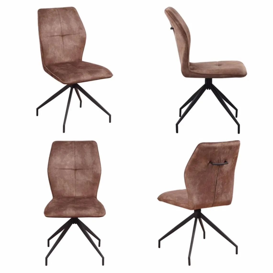 Lot de 4 fauteuils pivotantes assise en velours JULES Taupe | 3 Suisses