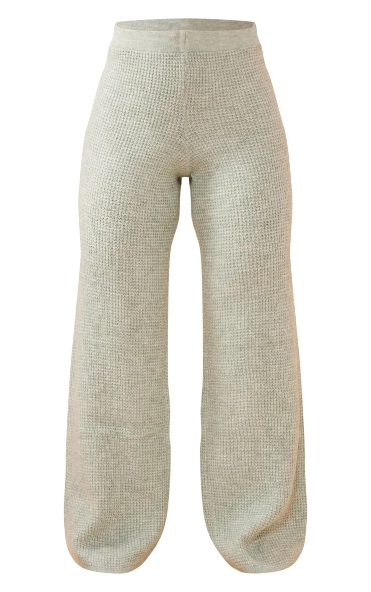 Pantalon en maille tricot texturée vert sauge