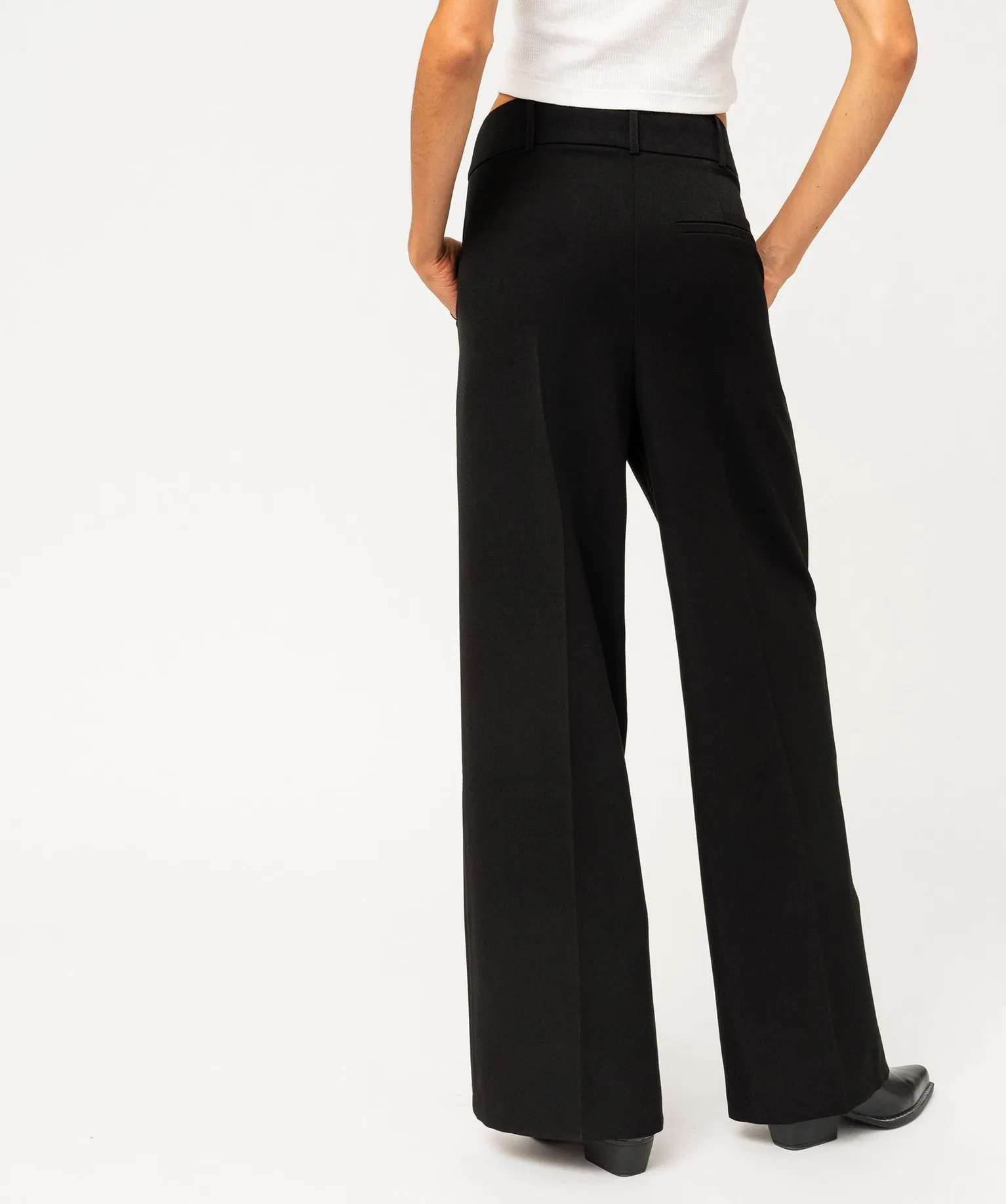 Pantalon large à pinces femme noir