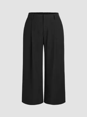  Pantalon Large à Plis et Poches à Taille Moyenne Curve & Plus