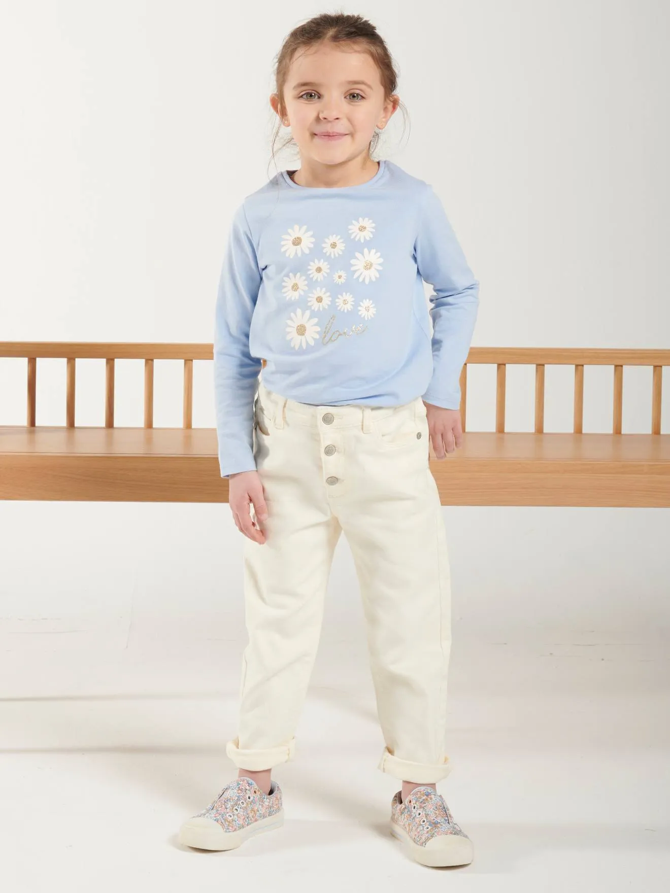 Pantalon Mom MorphologiK Large fille pêche - Vertbaudet