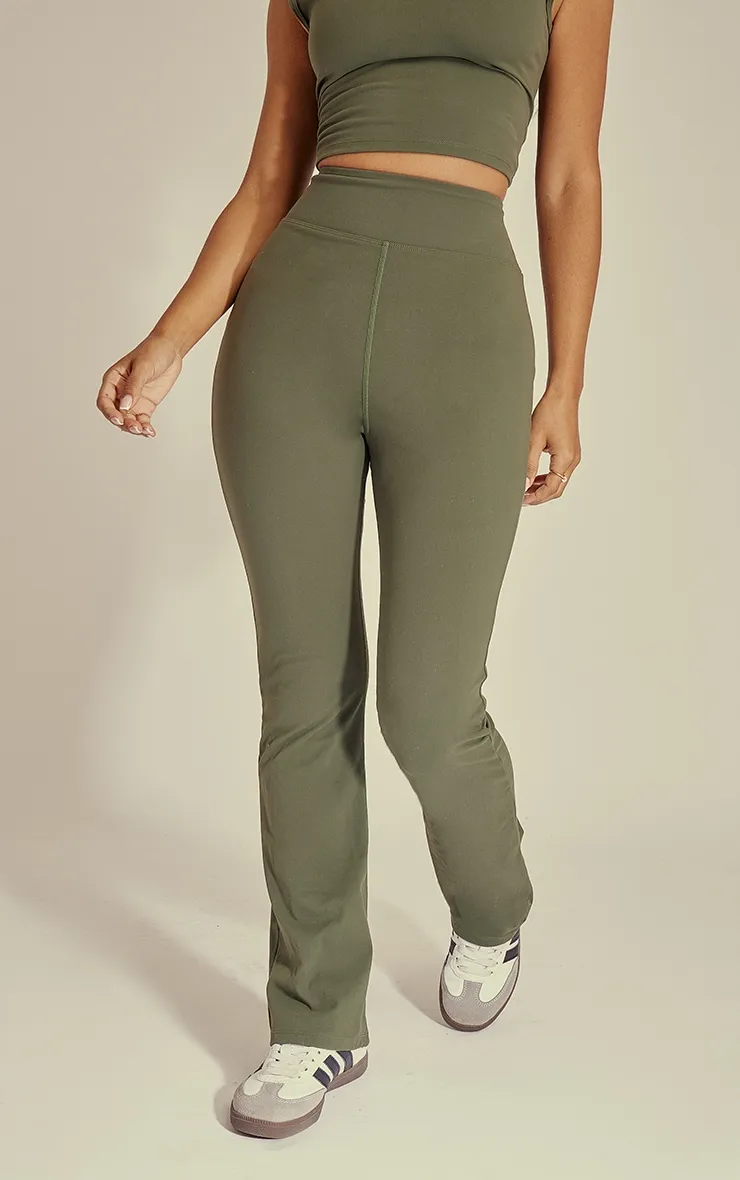 Petite Pantalon flare en Sculpt vert à détail contours