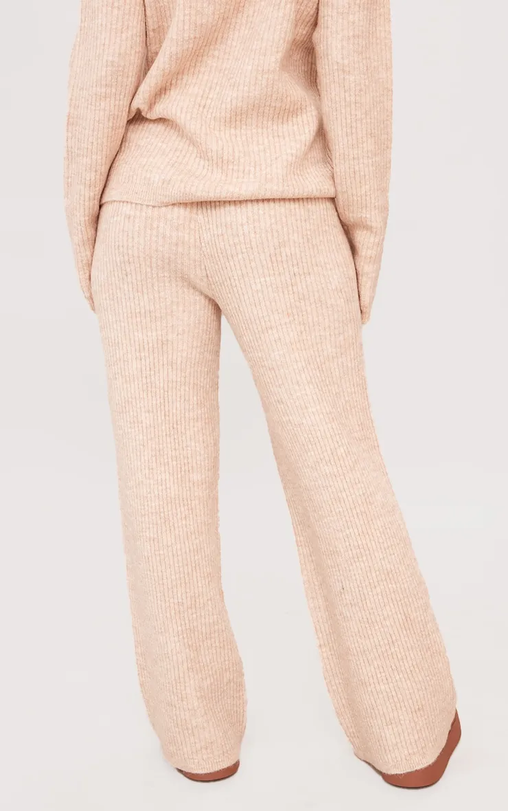 Petite Pantalon large en maille tricot avoine