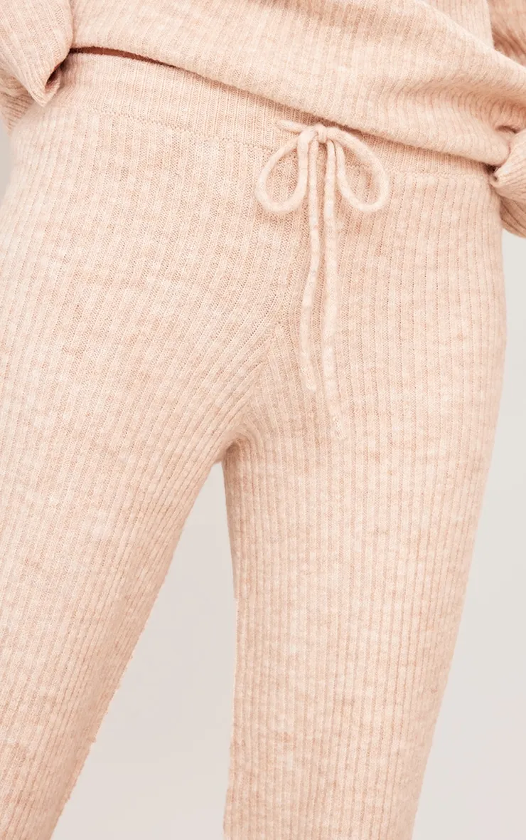 Petite Pantalon large en maille tricot avoine