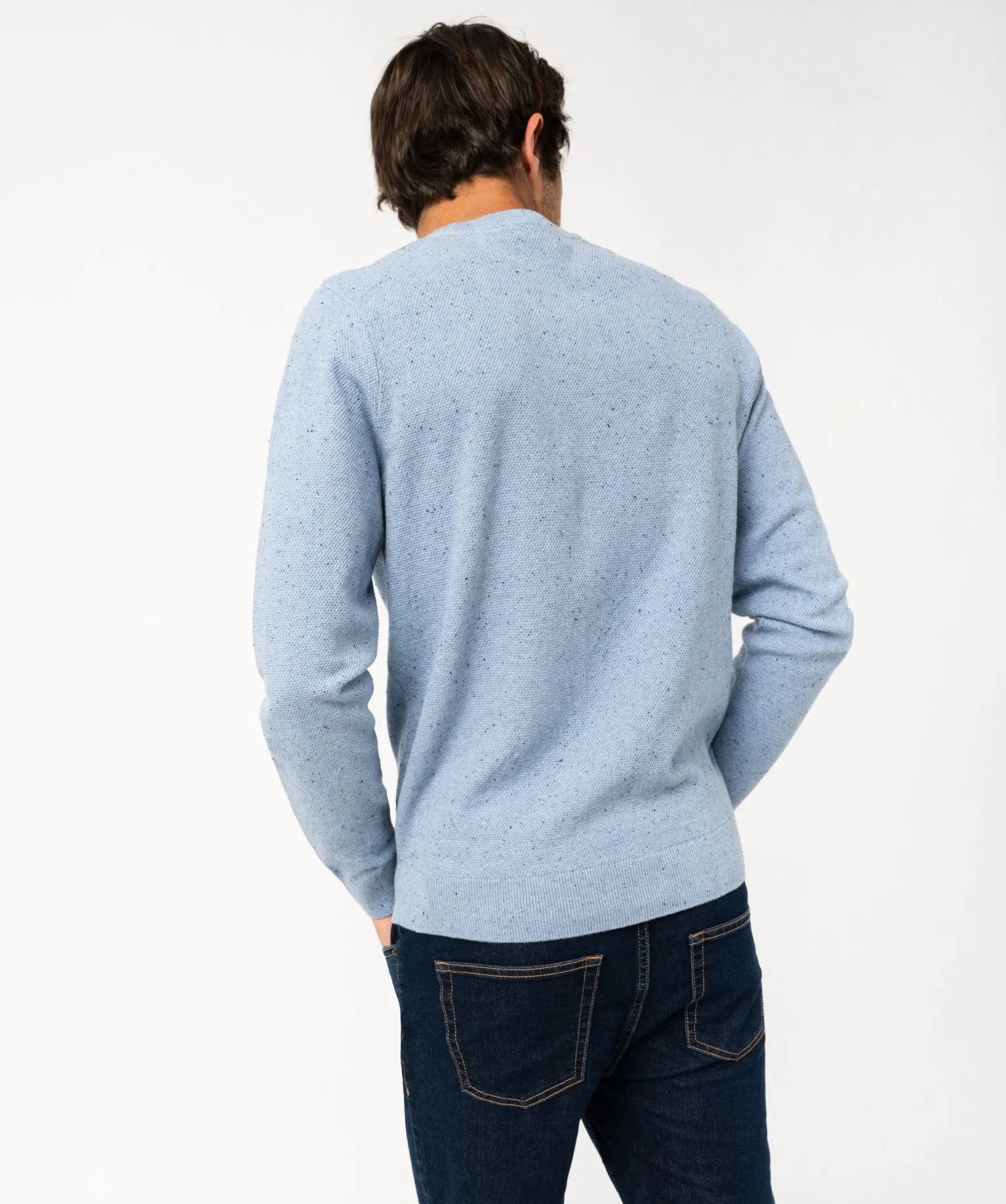 Pull en maille fine mouchetée homme bleu