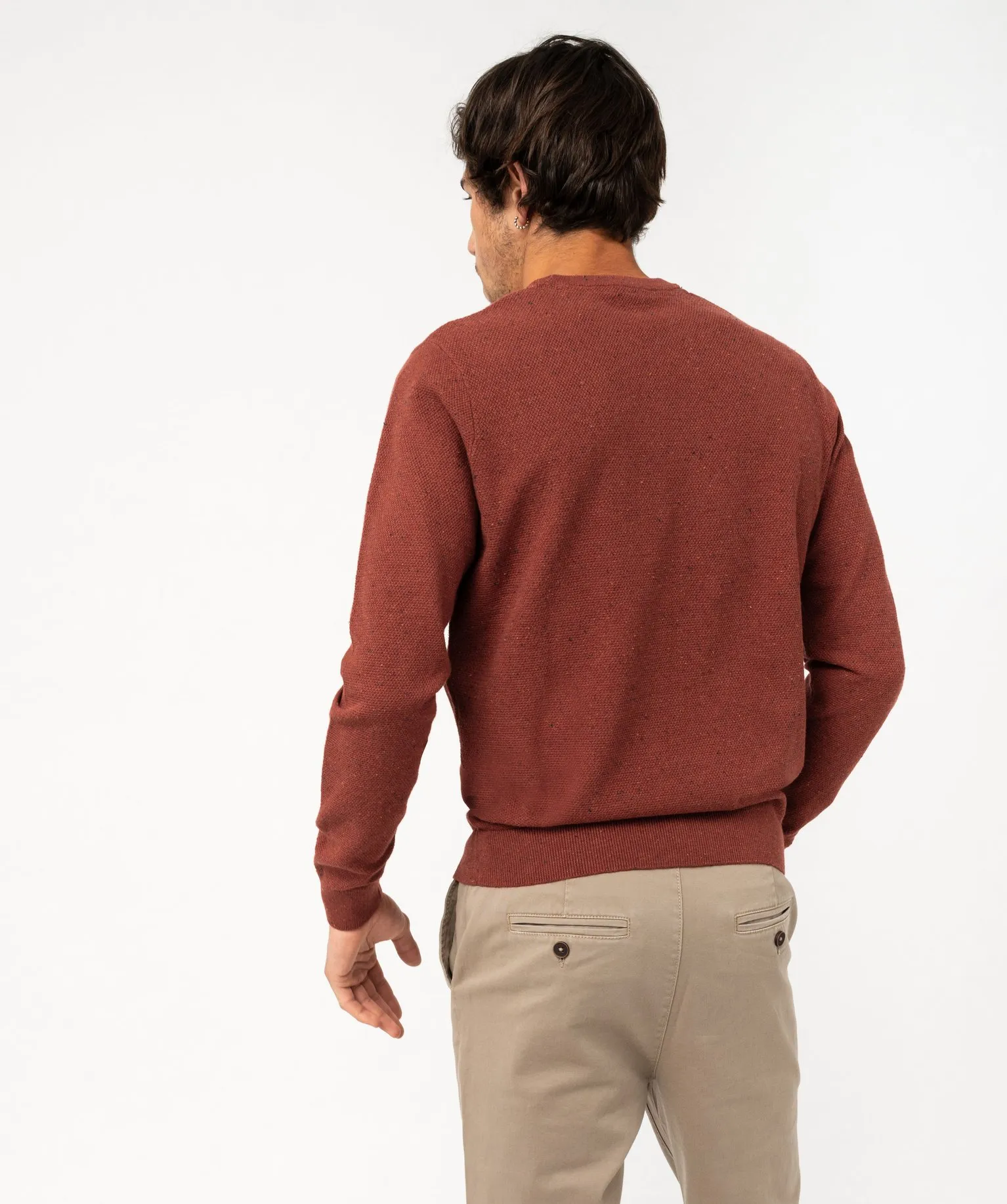 Pull en maille fine mouchetée homme rouge