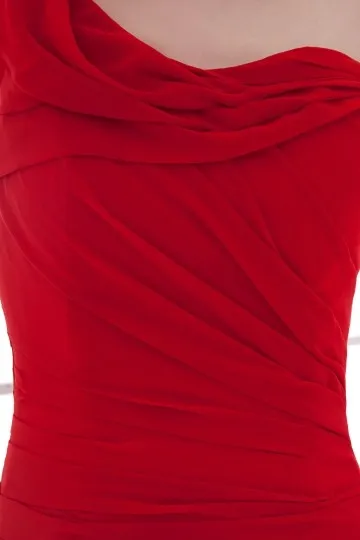 Robe asymétrique ligne A en mousseline rouge pour soirée mariage