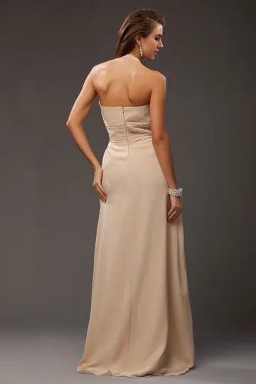 Robe chic col halter longue pour soirée de mariage en mousseline