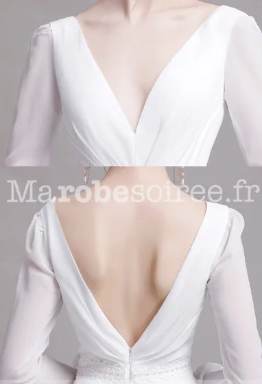 Robe de mariée sirène manches longues Réf M2138 - Sur demande en Mousseline