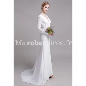 Robe de mariée sirène manches longues Réf M2138 - Sur demande en Mousseline