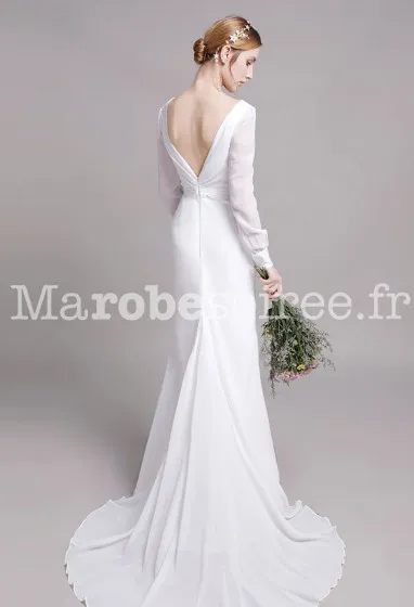 Robe de mariée sirène manches longues Réf M2138 - Sur demande en Mousseline