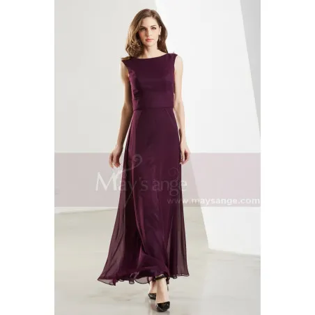 Robe De Soirée Longue bretelles croise Mauve En Mousseline