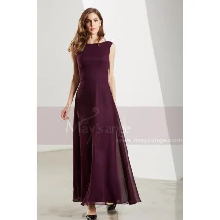 Robe De Soirée Longue bretelles croise Mauve En Mousseline