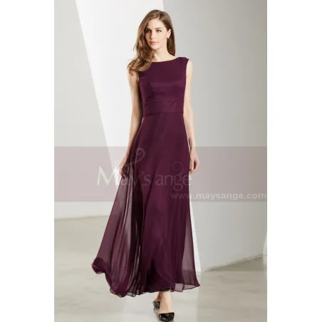 Robe De Soirée Longue bretelles croise Mauve En Mousseline