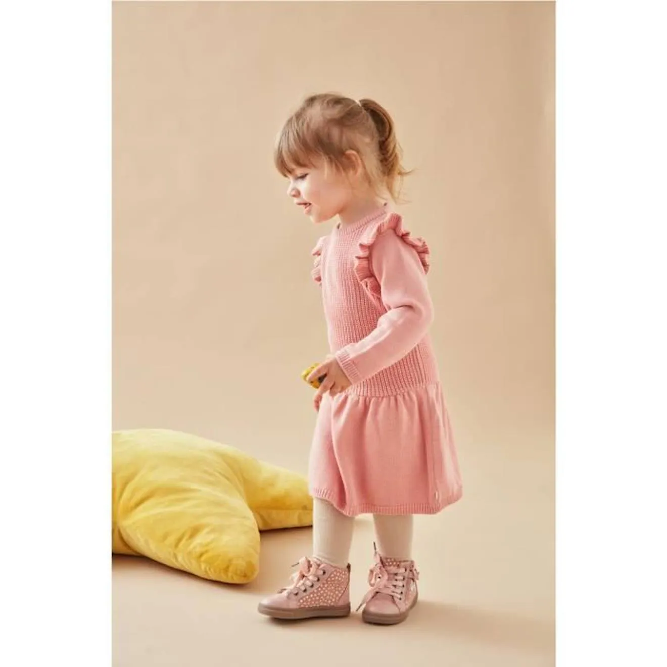 Robe manches longues en tricot rose - Noukies