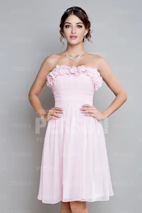 Robe pastel courte pour mariage en mousseline