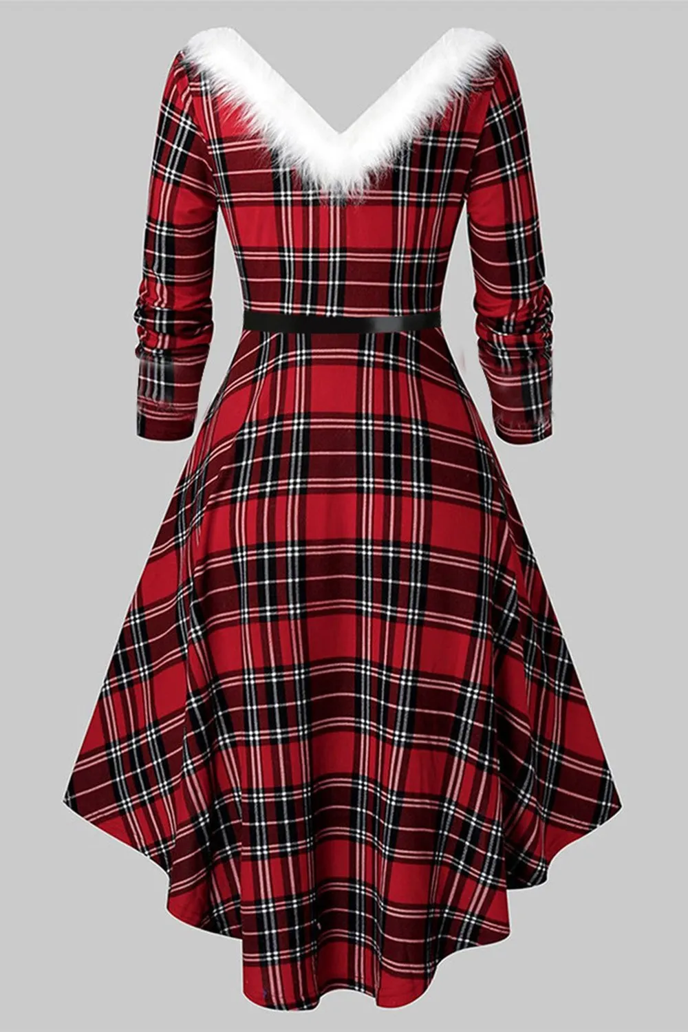 Robe à Manche Longue Vintage à Plaid