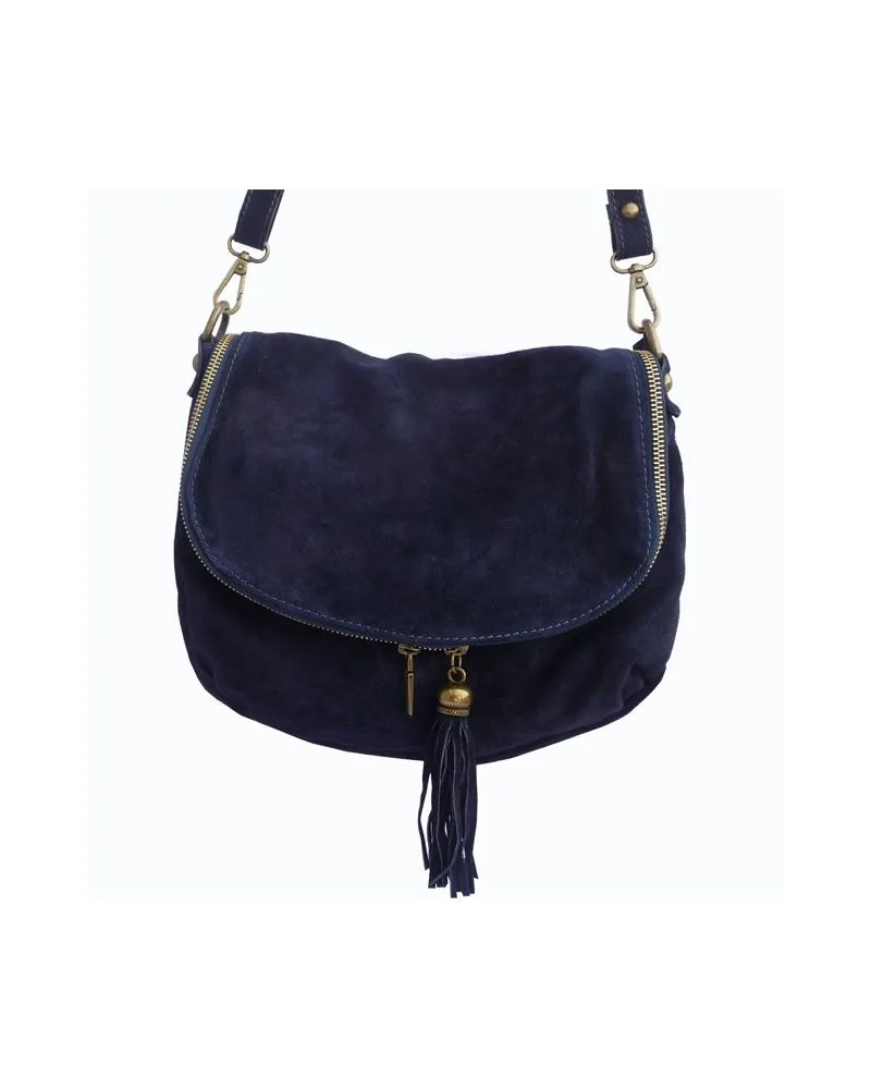 Sac besace en Cuir Femme bleu marine pas cher - Zosha Collection