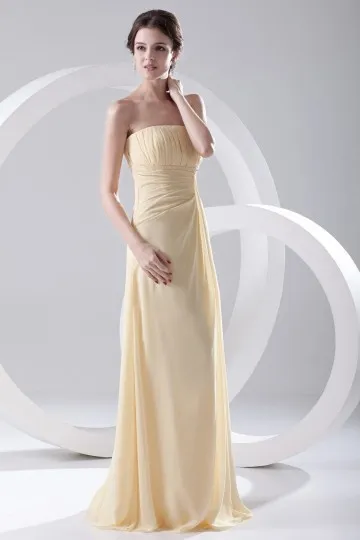 Simple robe jaune bustier plissé empire longue en mousseline