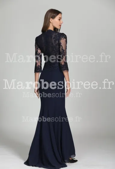 Subtile robe de soirée à manches Réf 1968 en Dentelle, Mousseline