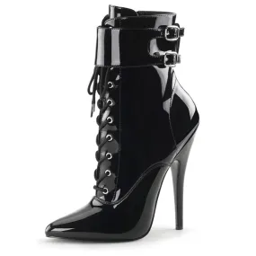 Verni 15 cm DOMINA-1023 fétiche bottines à talons aiguilles noirs