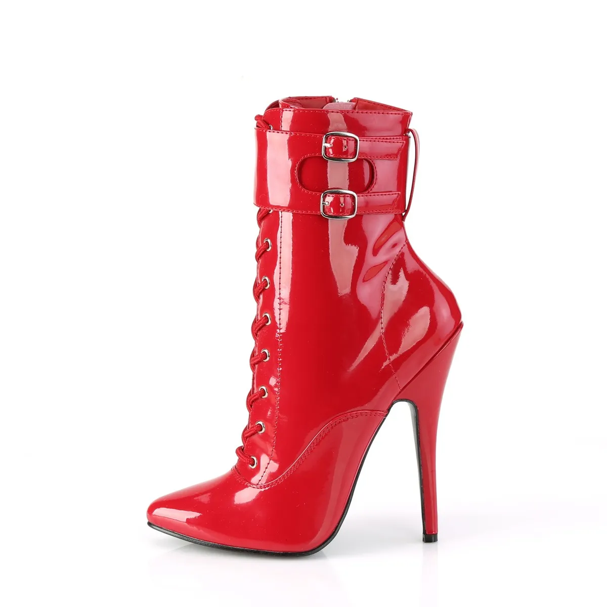 Verni 15 cm DOMINA-1023 fétiche bottines à talons aiguilles rouge