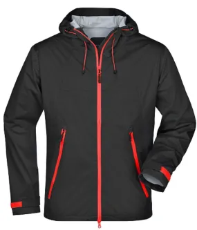 Veste softshell à capuche - Homme - JN1098 - noir et rouge 